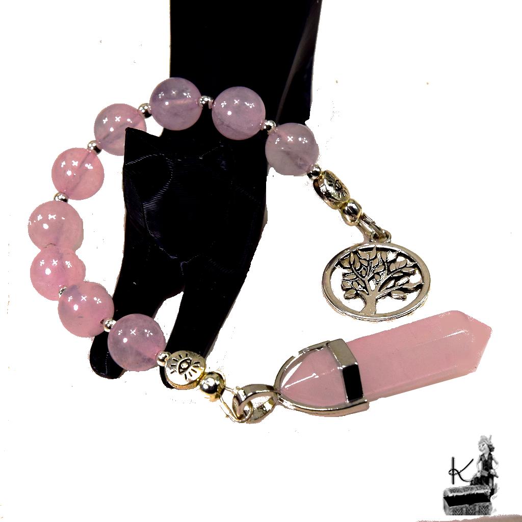 Echelle de sorcière en quartz rose avec pendule – Image 2