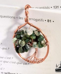 Alternative view of Marque-pages en cuivre avec arbre de vie en agate mousse Koadig