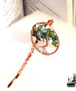 Marque-pages en cuivre avec arbre de vie en agate mousse Koadig – Image 4