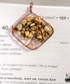 Marque-pages en cuivre avec arbre de vie en jaspe paysage Ewen – Image 3