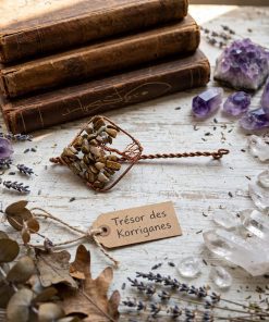 Marque-pages en cuivre avec arbre de vie en jaspe paysage Ewen – Image 5