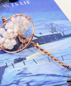 Marque-pages en cuivre avec arbre de vie en morganite Sterennig – Image 3
