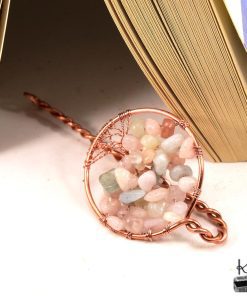 Marque-pages en cuivre avec arbre de vie en morganite Sterennig – Image 4