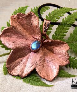 Pendentif Elian - feuille naturelle avec labradorite – Image 6