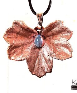 Pendentif Elian - feuille naturelle avec labradorite – Image 2
