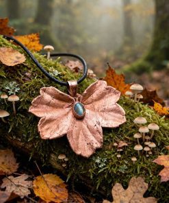 Pendentif Elian - feuille naturelle avec labradorite – Image 5