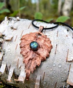 Pendentif Nevara - feuille naturelle avec labradorite – Image 6