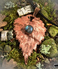 Pendentif Nevara - feuille naturelle avec labradorite – Image 5