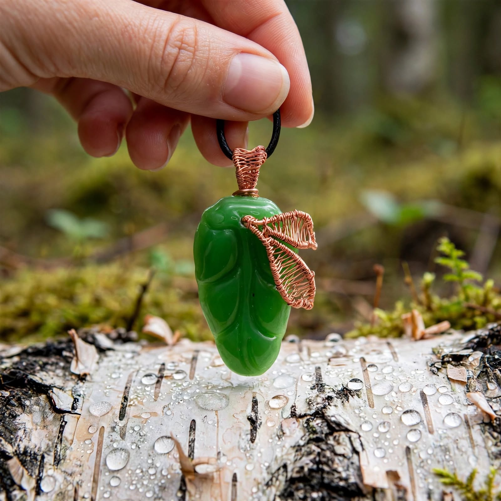 Pendentif Aelwen - Feuille de Jade – Image 5