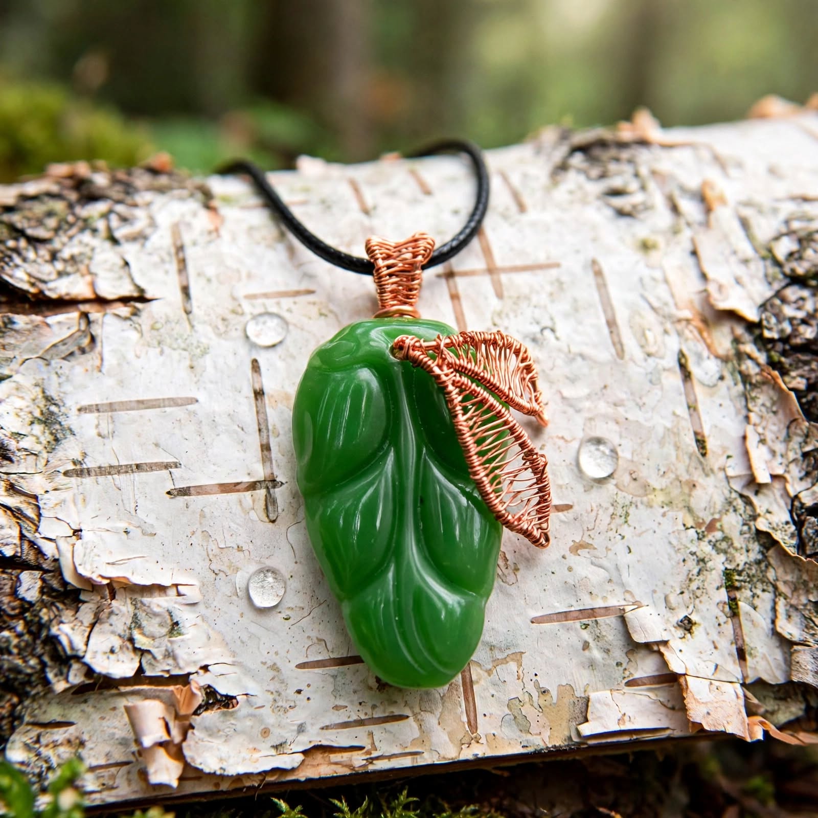 Pendentif Aelwen - Feuille de Jade – Image 4